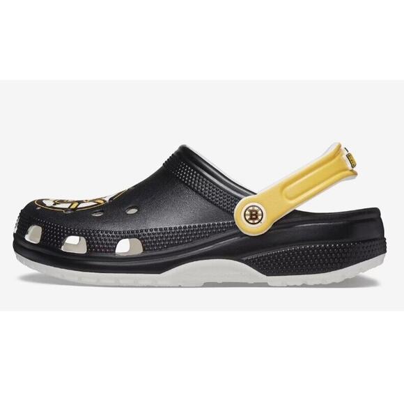Crocs NHL Boston Bruins Mens 13 Womens 15 Clogs Black Yellow Hockey Shoes New - Picture 2 of 9